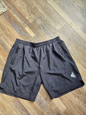 Adidas Black Running Training Shorts Size 2XL 9" Inseam Zipper Pockets